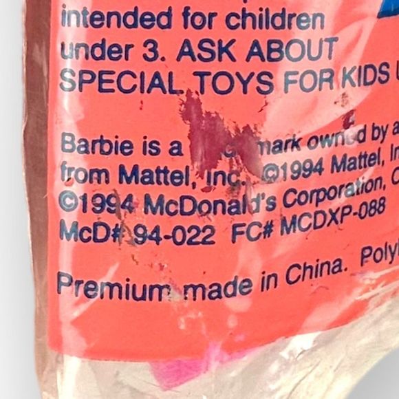 McDonald's Vintage Happy Meal Toy 1994 Barbie & Friends Bicyclin Barbie‎ #1 NIP - Picture 3 of 5